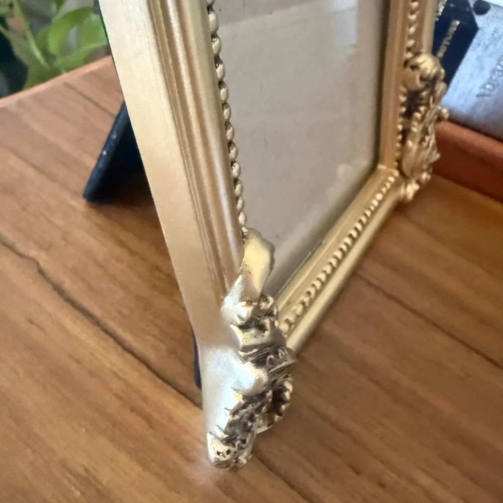 Nicole Miller Home Gold Floral Photo Frame Ornate Gold Tabletop 5x7” arched